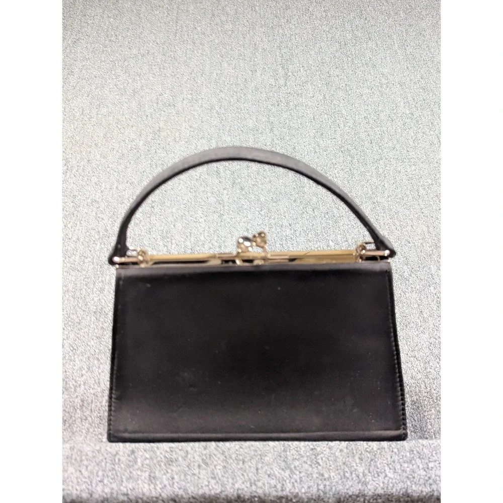 Angela Frascone Floral Tulip Kiss Lock Frame Bag Black Watercolor Top Handle